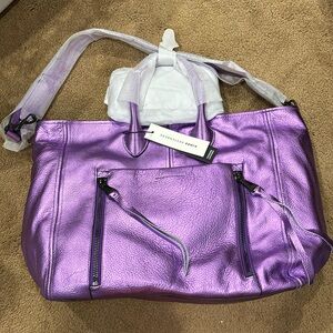 Aimee Kestenberg Let’s ride purple metallic leather large purse